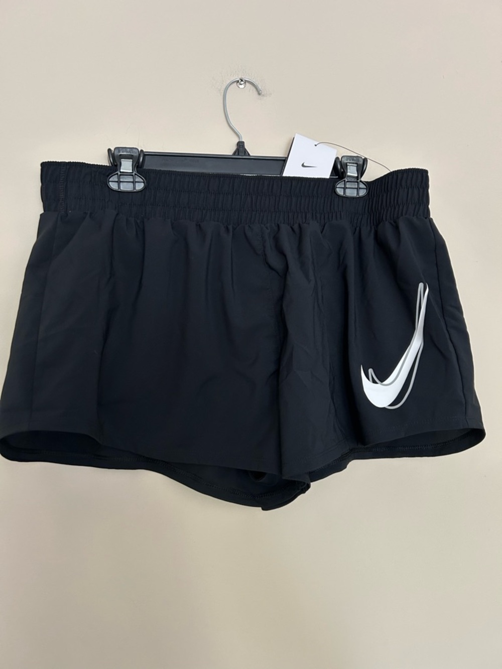 🆕 Nike Black Women's Athletic Shorts with White Swoosh